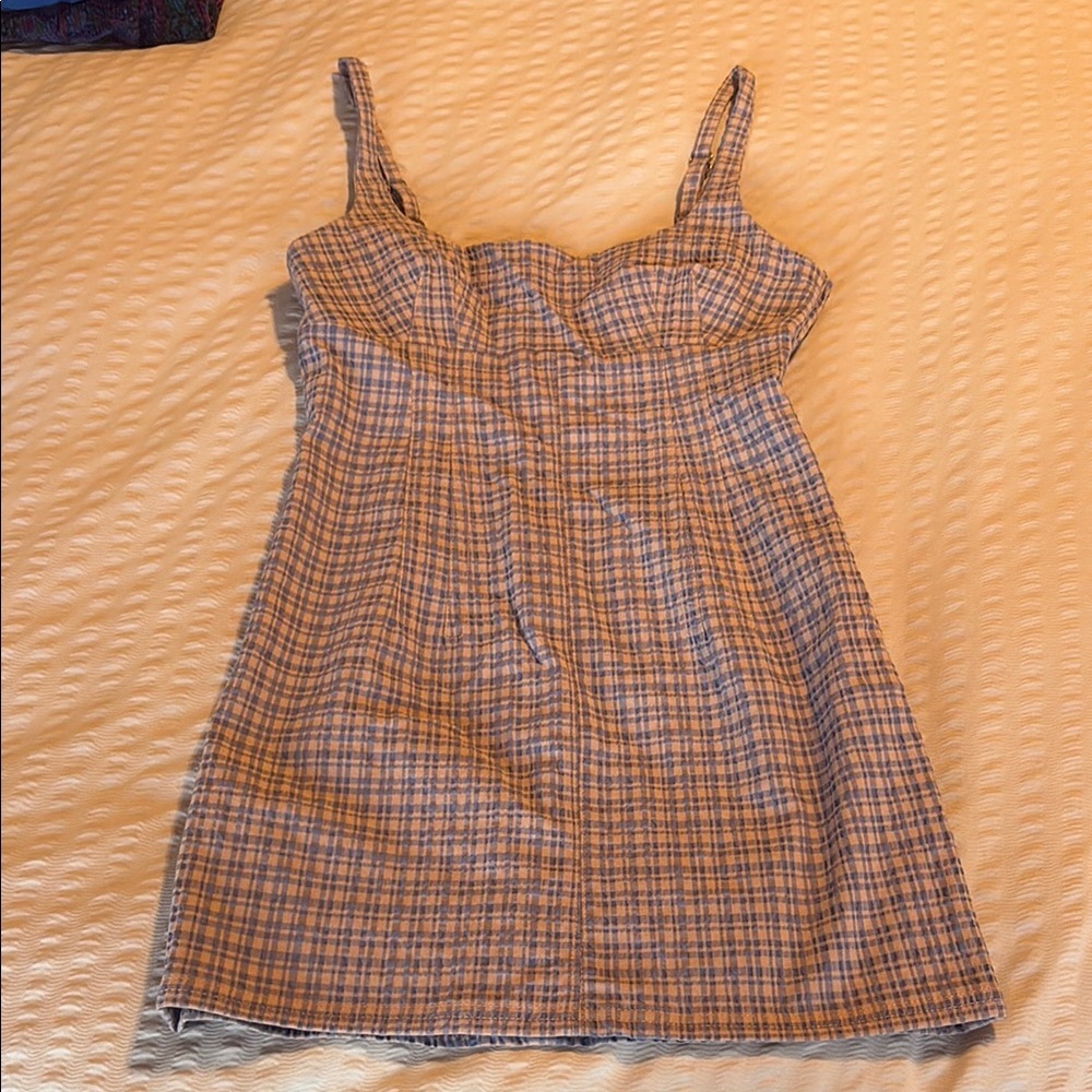 BDG Blue and Orange Plaid Dress